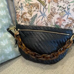 Clare V Black Grande Fanny with Tortoise Shortie Strap